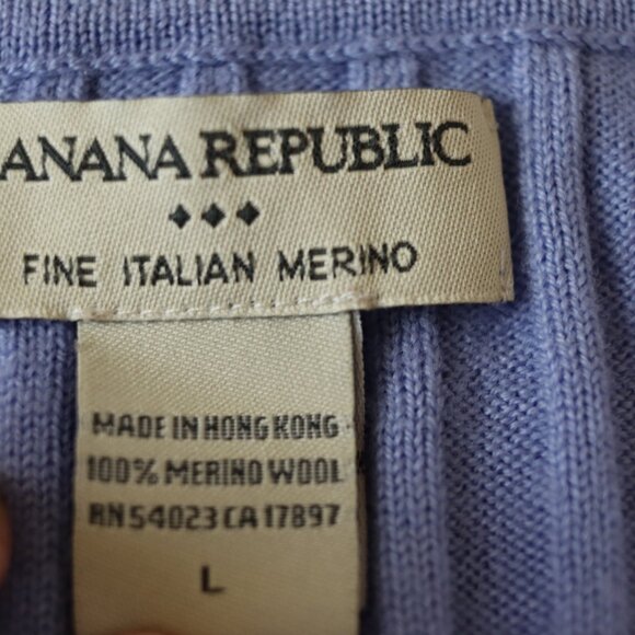 Banana Republic Light Blue Italian Merino Wool V-Neck Pullover Sweater Large - Picture 10 of 12